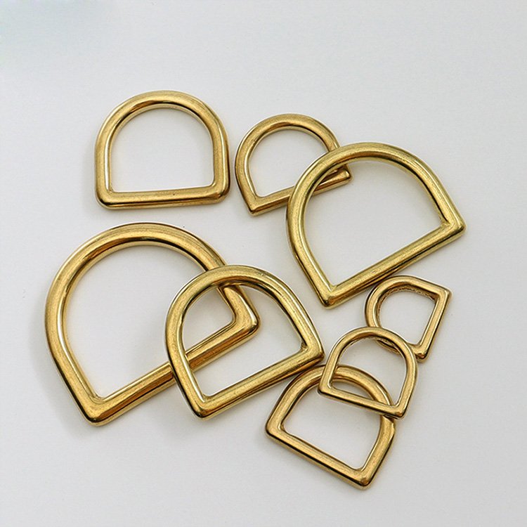 Wholesale metal Solid Brass D buckle 13mm 15mm 20mm 25mm 30mm 38mm 45mm 50mm brass D ring metal solid brass D ring