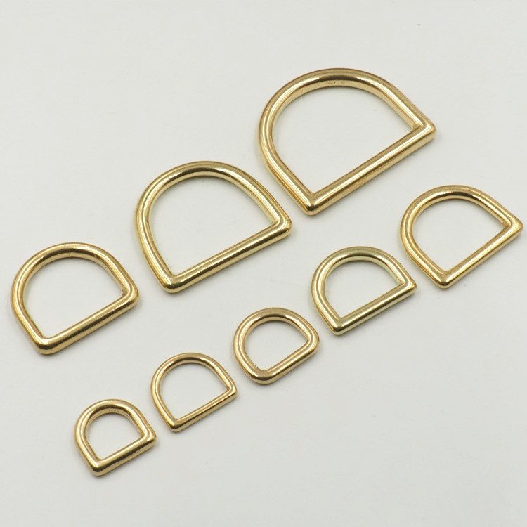 Wholesale metal Solid Brass D buckle 13mm 15mm 20mm 25mm 30mm 38mm 45mm 50mm brass D ring metal solid brass D ring