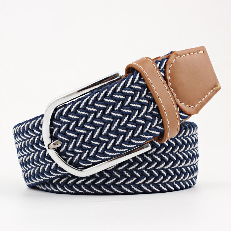 for 2024 Knitted Custom Stretch Lady Women Men Man Elastic Polyester Needle Pin Buckle Canvas Nylon Braided Fabric Woven Belt