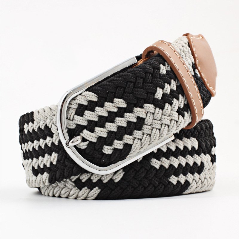 for 2024 Knitted Custom Stretch Lady Women Men Man Elastic Polyester Needle Pin Buckle Canvas Nylon Braided Fabric Woven Belt