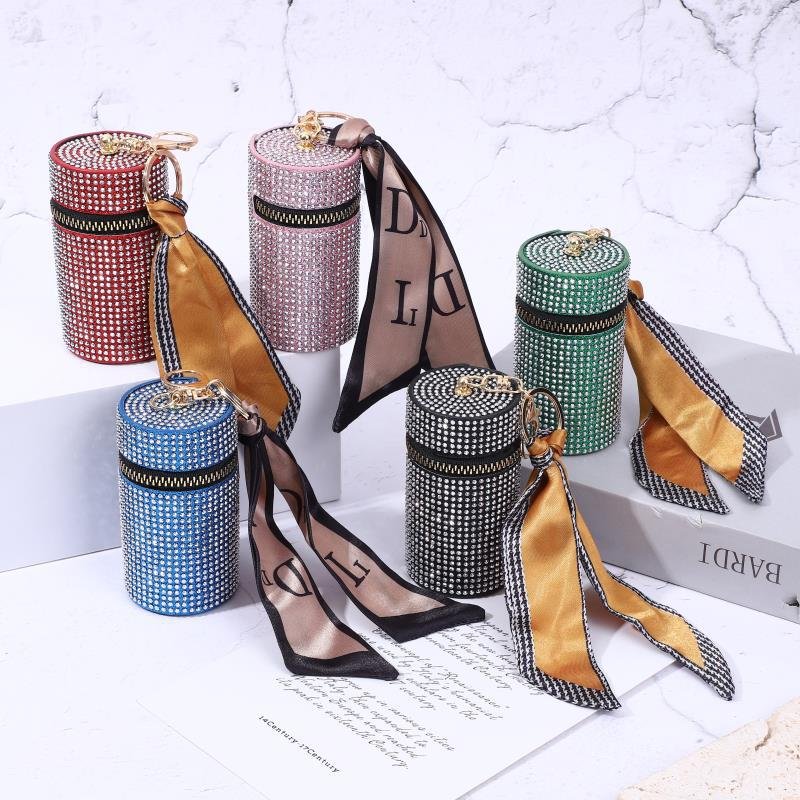 Summer Ladies Simple airpods Coin Purse Bucket Bag Luxury Jewelry Bag Luxury Diamond lipstick coin purse Keychain 9.7*5cm