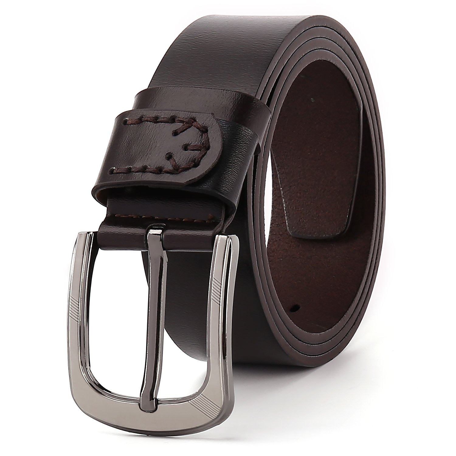 Customized men's PU leather belt sewing leather loop belt match alloy buckle men's casual jeans belt