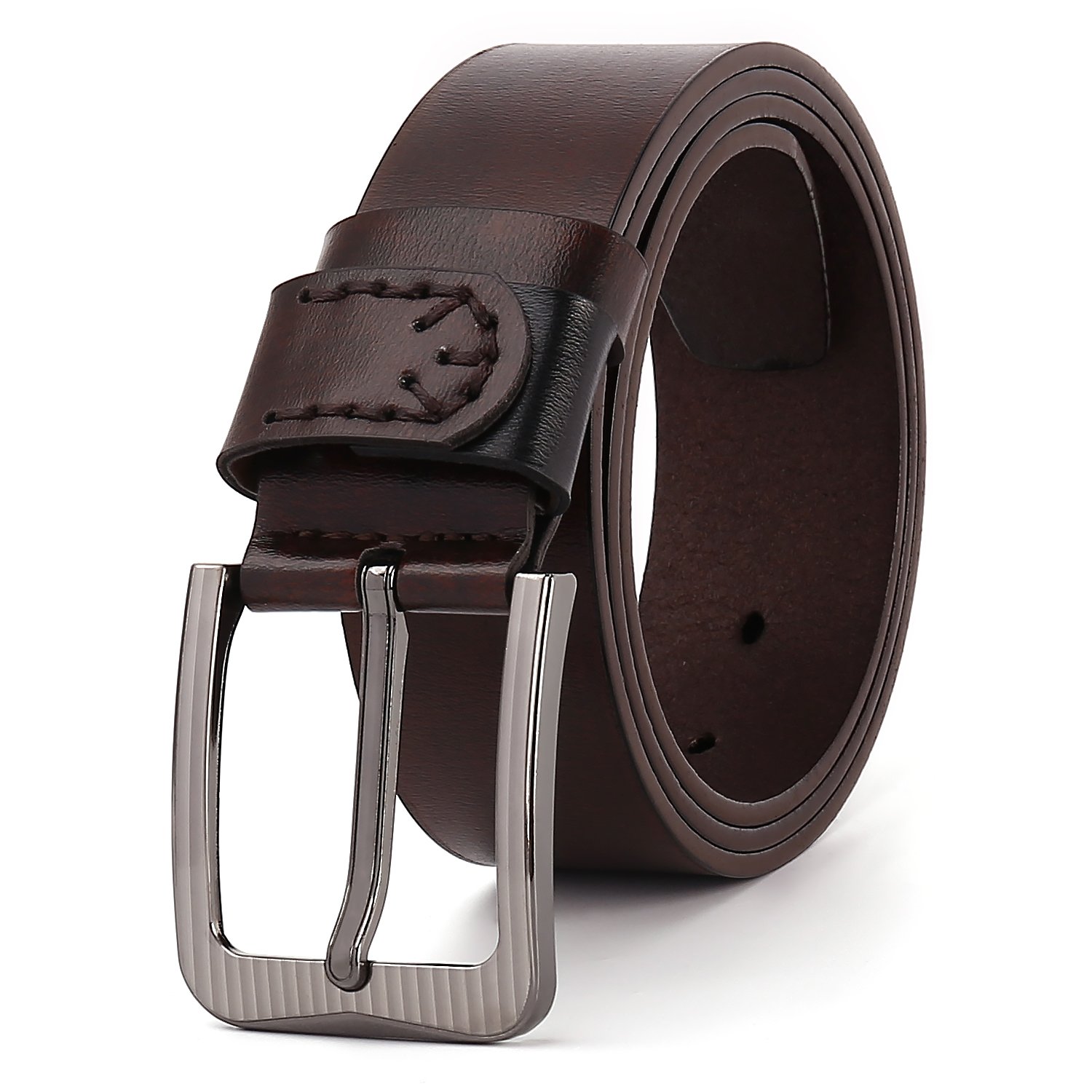 Customized men's PU leather belt sewing leather loop belt match alloy buckle men's casual jeans belt
