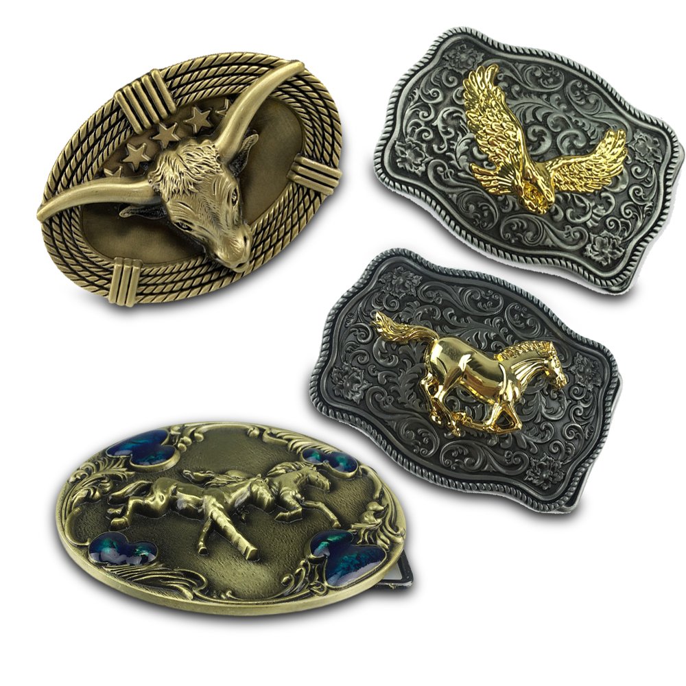 Manufacturer Wholesale Luxury Custom Logo Metal Brass Stainless Steel Zinc Alloy Western Cowboy Belt Buckles For Men
