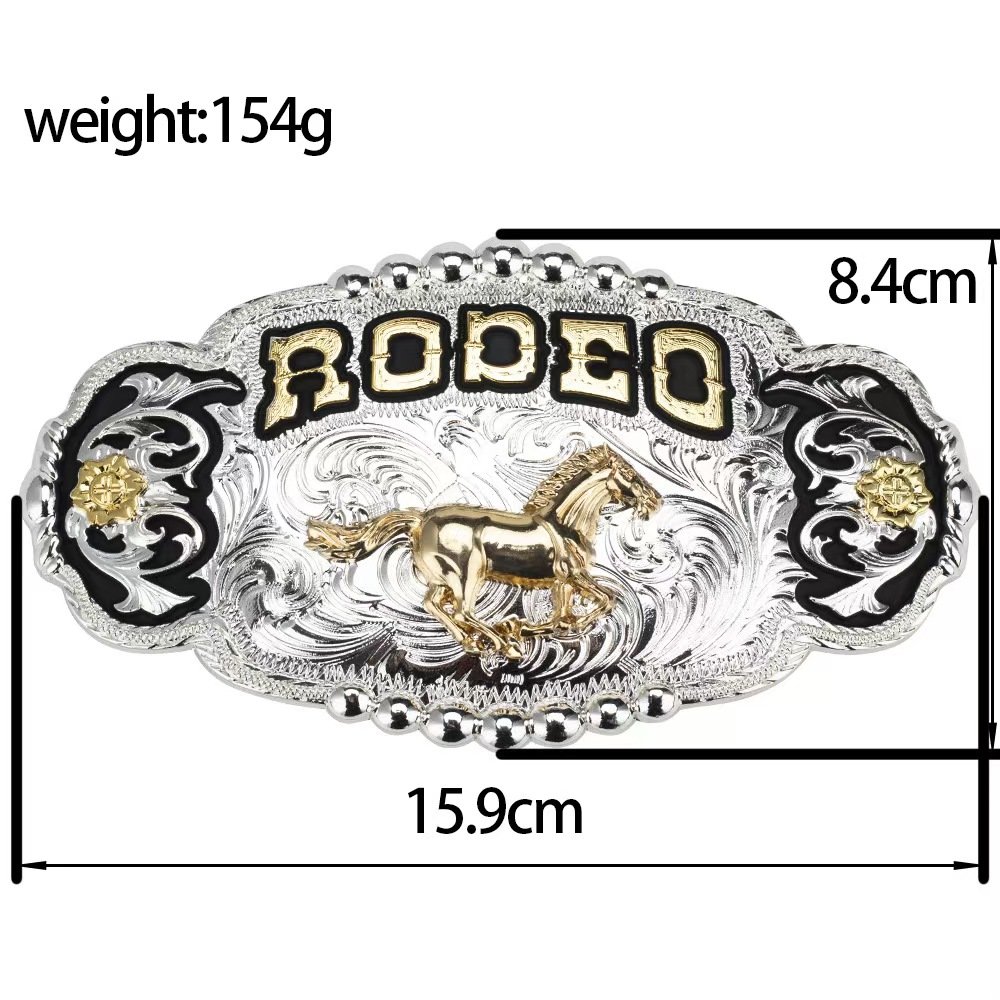 Two tone shiny gold silver western belt buckle fashion designer equestrian decoration buckle denim western belt buckle men