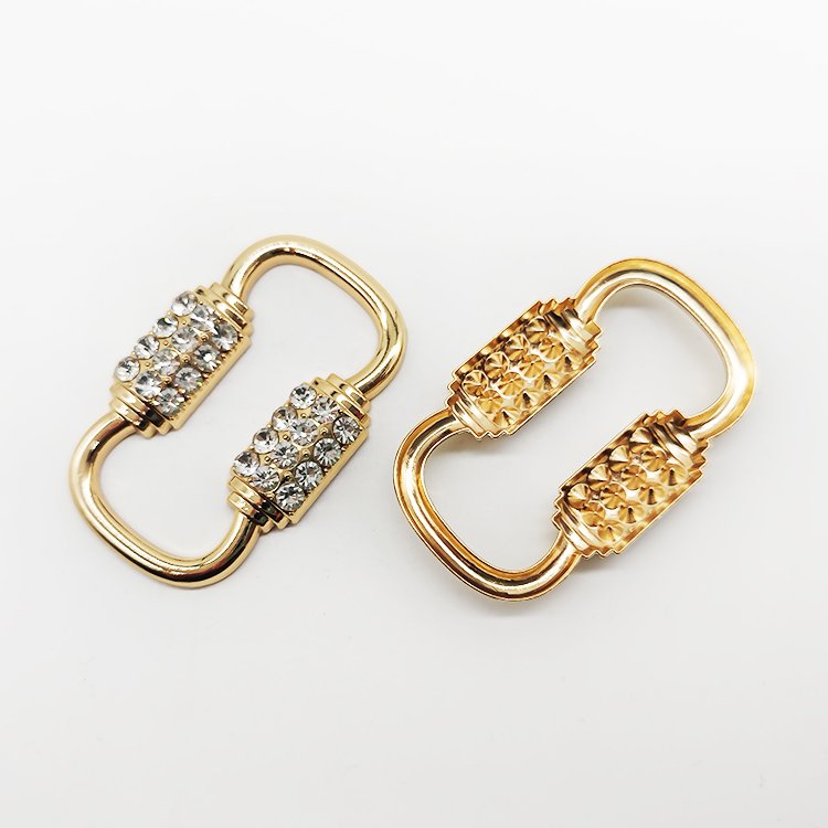Customized Diamond Metal Swimwear Bra Connector Buckle Golden Luxury Rhinestone Decorative Bikini Buckle For Women