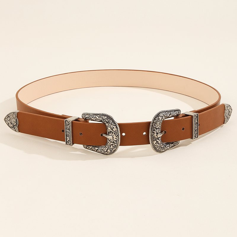 Factory Wholesale Western Fashion Women Cowboy Equestrian Stylish Retro Vintage Buckle Custom Leather Designer Lady Belt