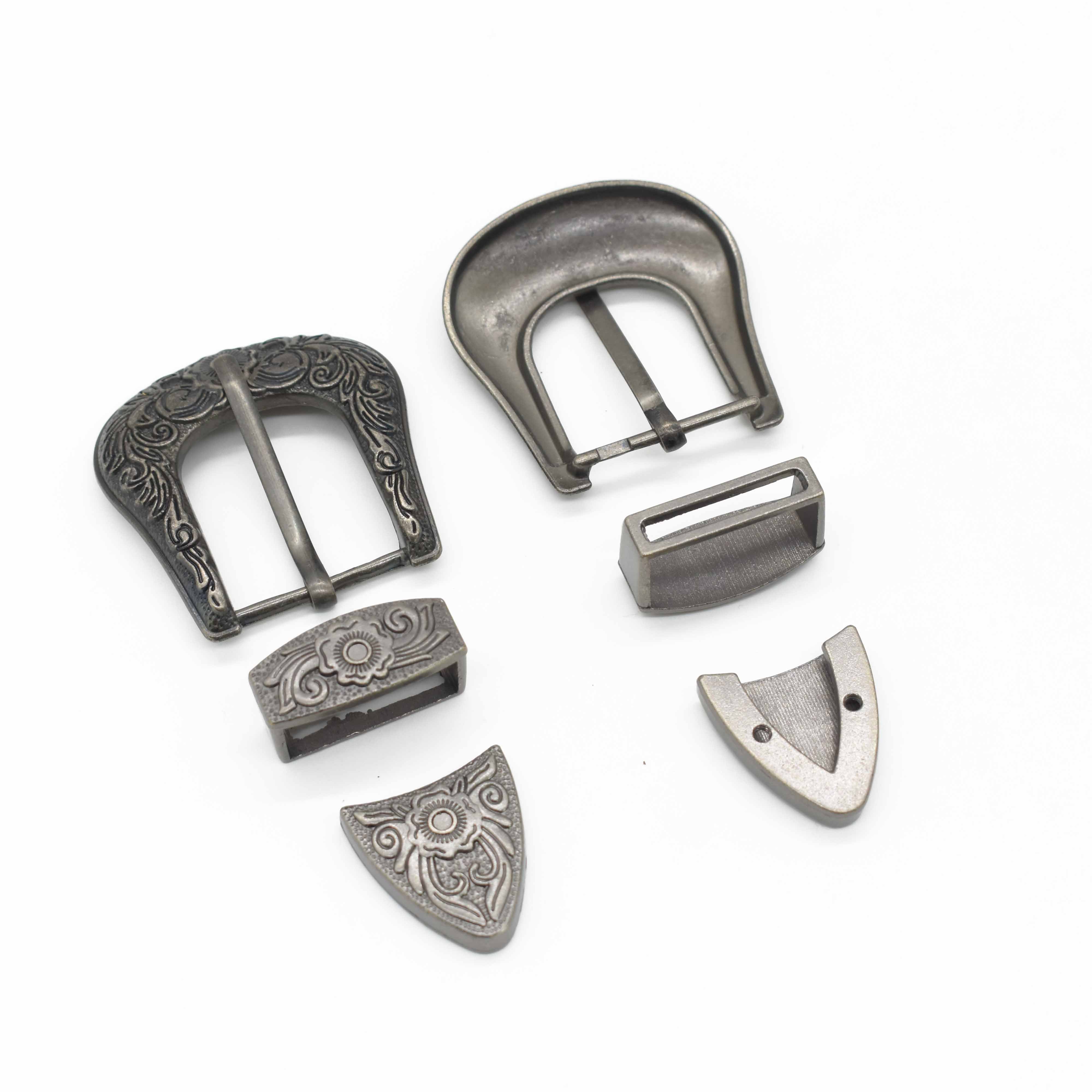 Wholesale 3 Pieces Belt Buckles Cowgirl Buckle Set with engraved design