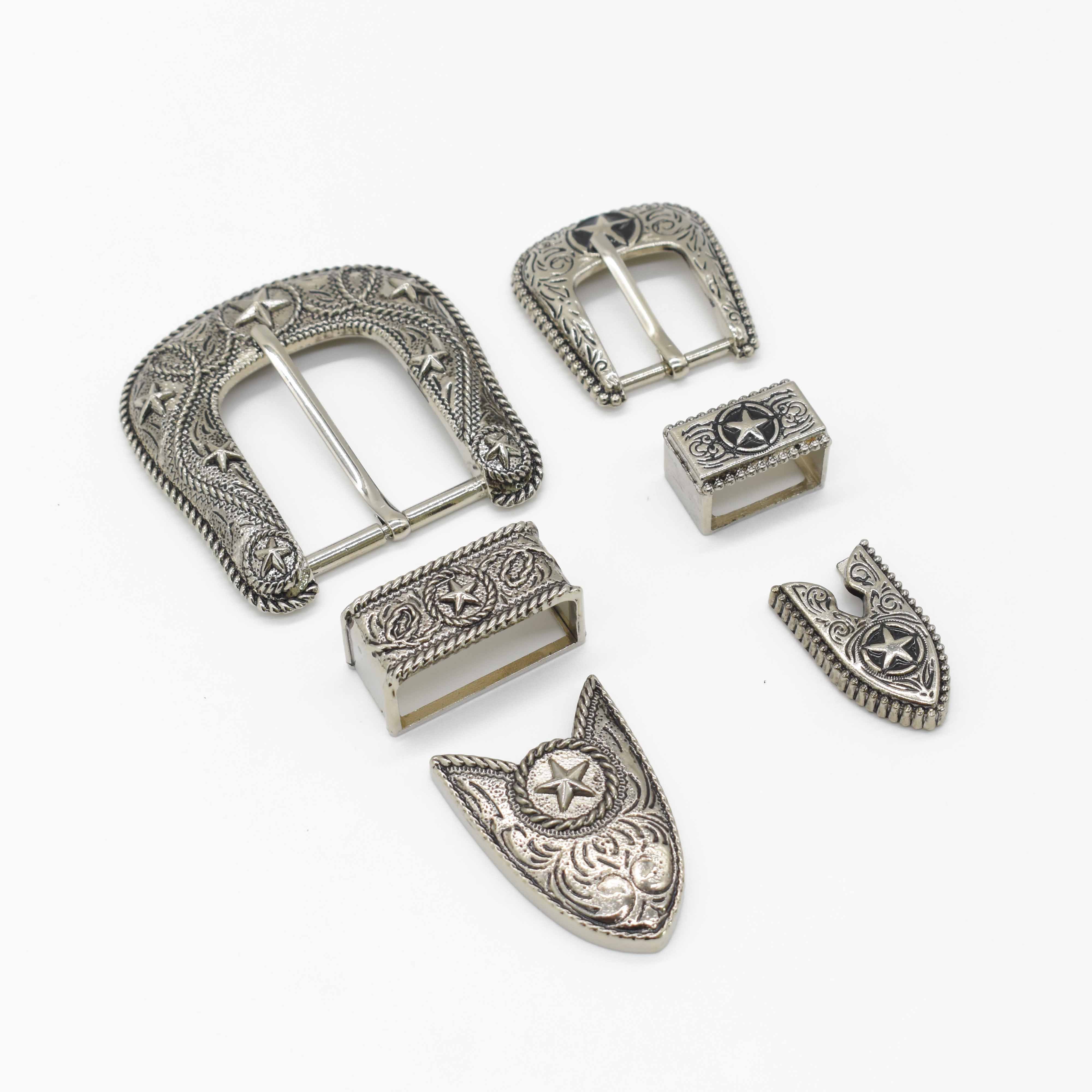 Wholesale 3 Pieces Belt Buckles Cowgirl Buckle Set with engraved design