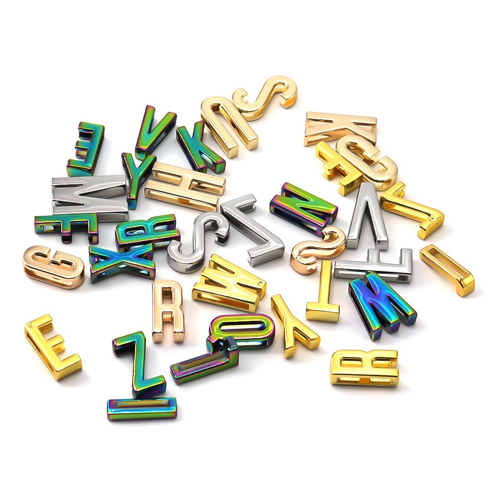 New Style Initial Slide Metal Alphabet Charms 26 English Letters For Straps And Jewelry Findings
