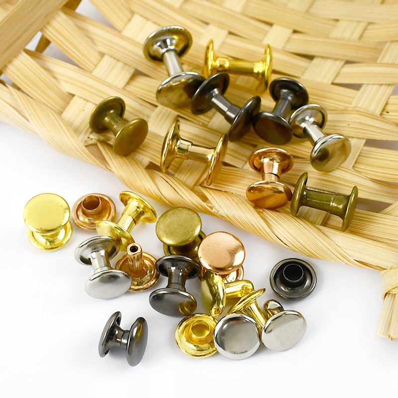 Meetee AP434 6-12mm Double-sided Rivets Clothing Accessories for Leather Bags Flat Round Nail Garment Snap Rivet Button Buckles