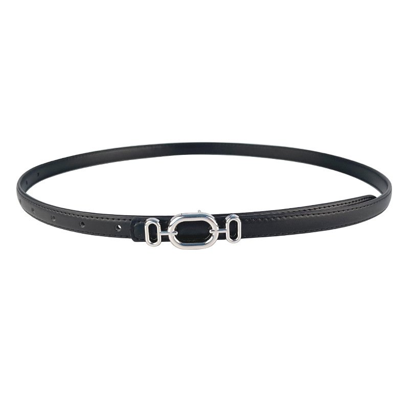 Luxury Designs Metal Silver Buckle Genuine Leather Thin Belt Female Cowhide Waist Belts Decoration Jeans Wholesales