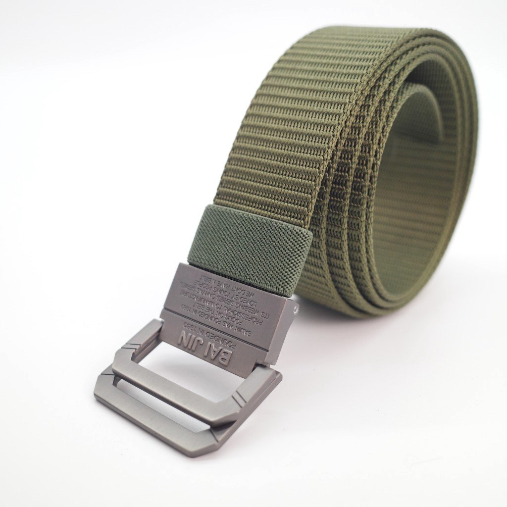 Customize LOGO Baijin Fashion Tactical Fake Nylon Polyester Belt With Fashion Metal Buckle