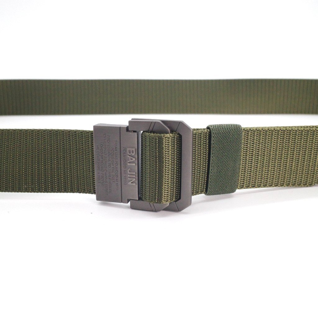 Customize LOGO Baijin Fashion Tactical Fake Nylon Polyester Belt With Fashion Metal Buckle