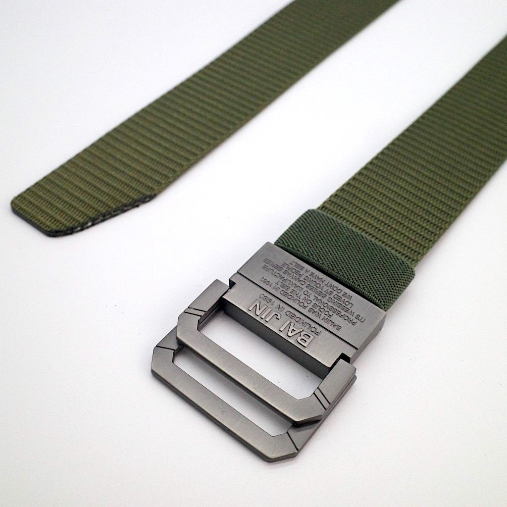 Customize LOGO Baijin Fashion Tactical Fake Nylon Polyester Belt With Fashion Metal Buckle