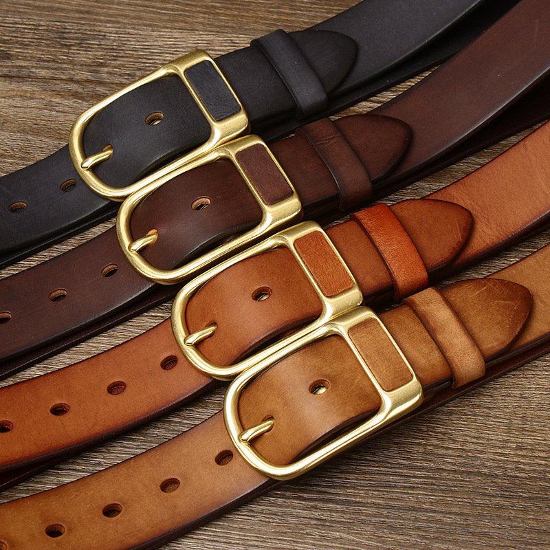 Factory Custom Classic Vintage Leather Belt Men High-end Leather Needle Buckle Belts Genuine Cowhide Raw Leather Belt Men