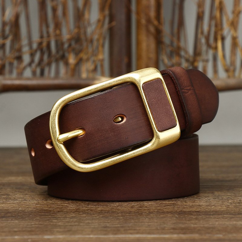 Factory Custom Classic Vintage Leather Belt Men High-end Leather Needle Buckle Belts Genuine Cowhide Raw Leather Belt Men