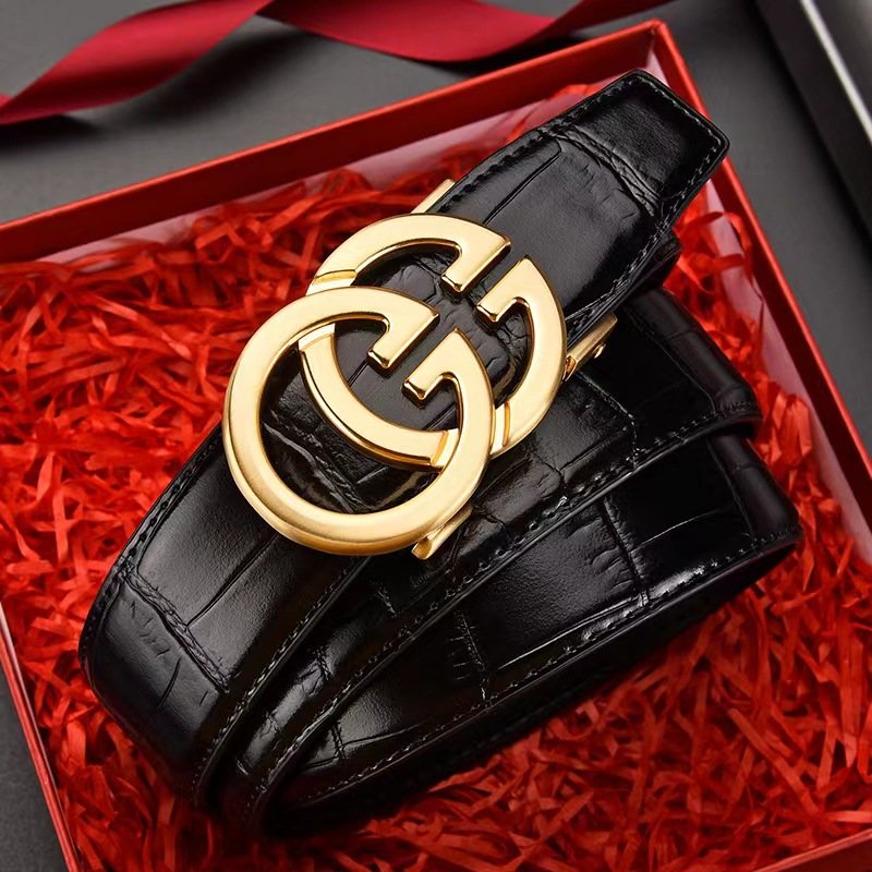 custom metal buckle gg genuine leather belt for men big designer brand G classic design black belt