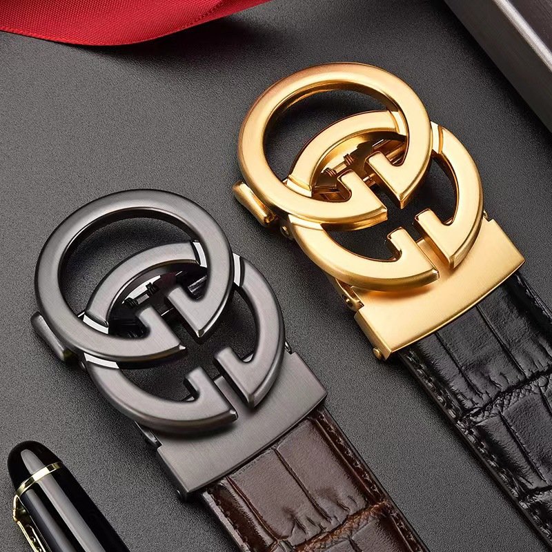 custom metal buckle gg genuine leather belt for men big designer brand G classic design black belt