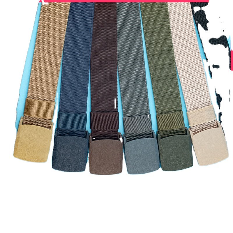 Custom LOGO Men's Outdoor Sport Anti-Allergy Canvas Belt Nylon Buckle Wholesale Fabric Belts Training Outdoor Sports
