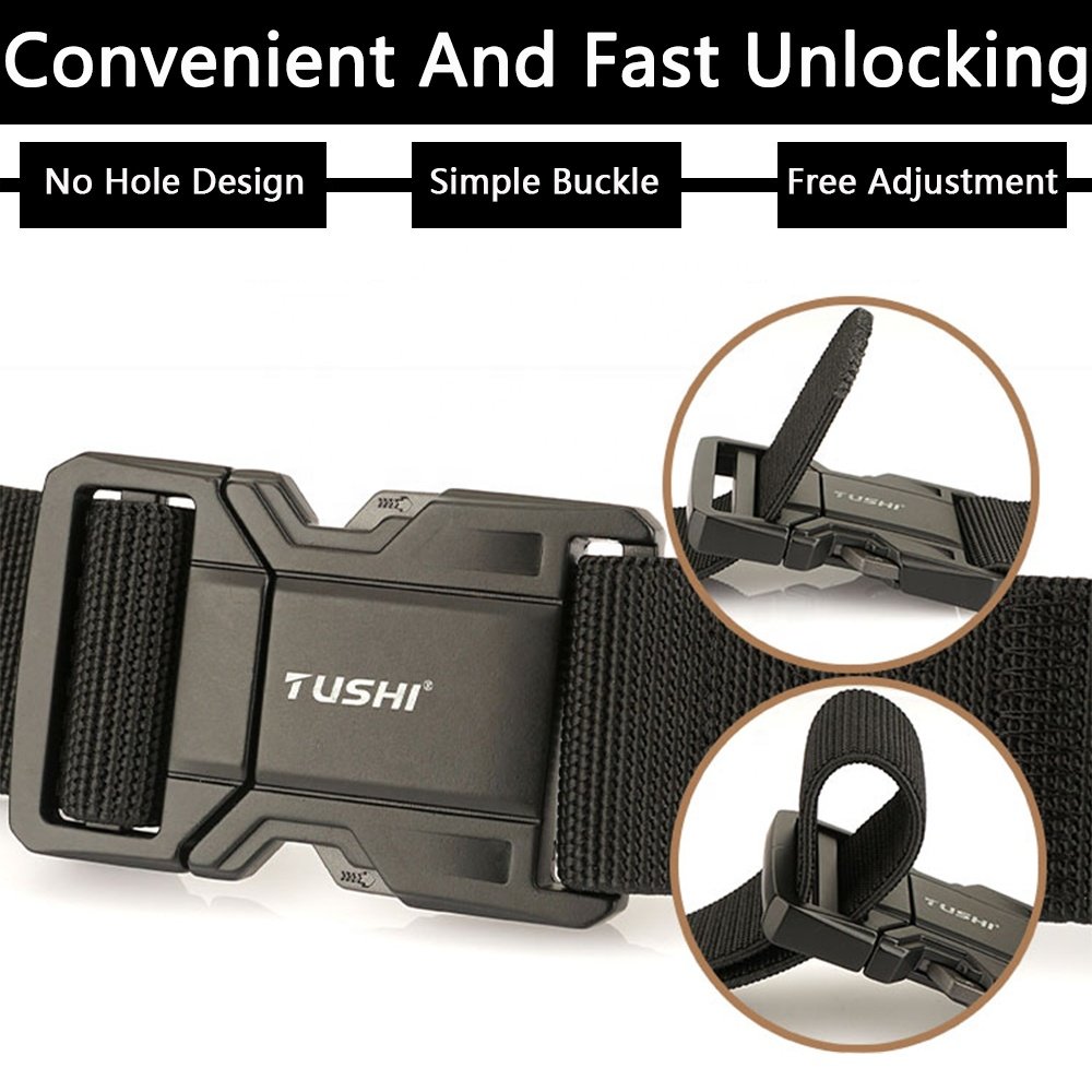 TUSHI Zinc Alloy Metal Automatic Buckle Tactical Waist Belt Environmentally Friendly Nylon Outdoor Leisure Shoulder Strap