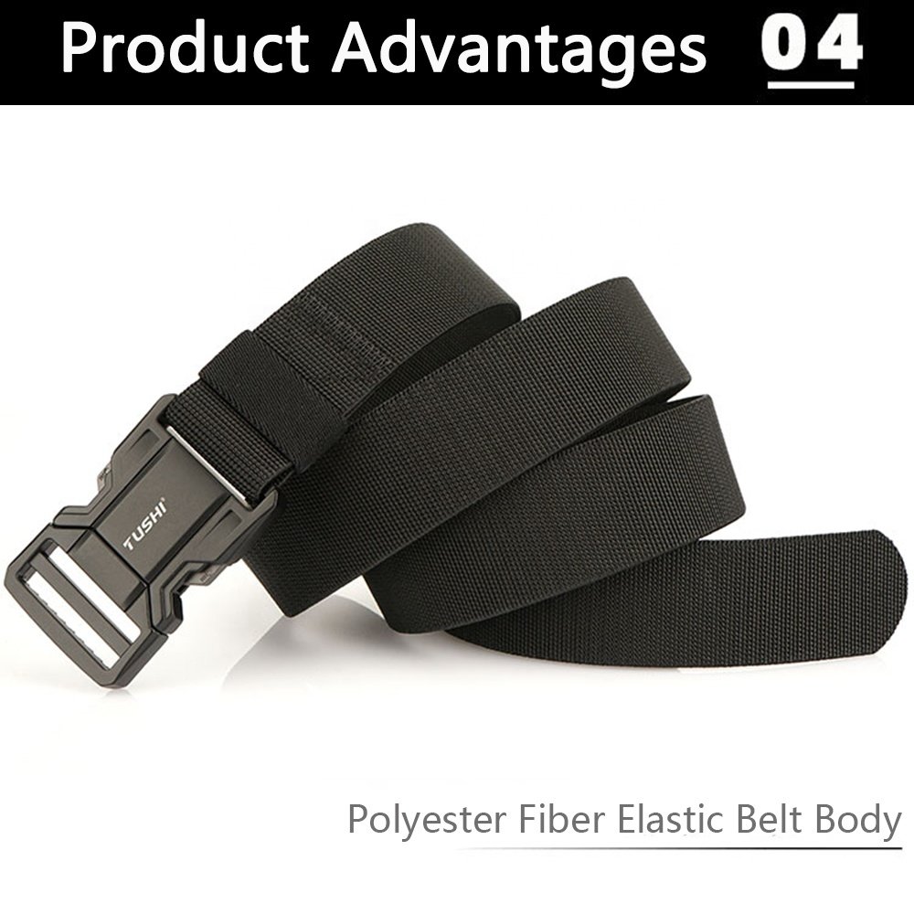 TUSHI Zinc Alloy Metal Automatic Buckle Tactical Waist Belt Environmentally Friendly Nylon Outdoor Leisure Shoulder Strap