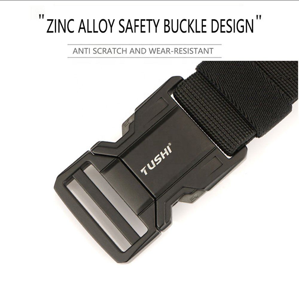 TUSHI Zinc Alloy Metal Automatic Buckle Tactical Waist Belt Environmentally Friendly Nylon Outdoor Leisure Shoulder Strap