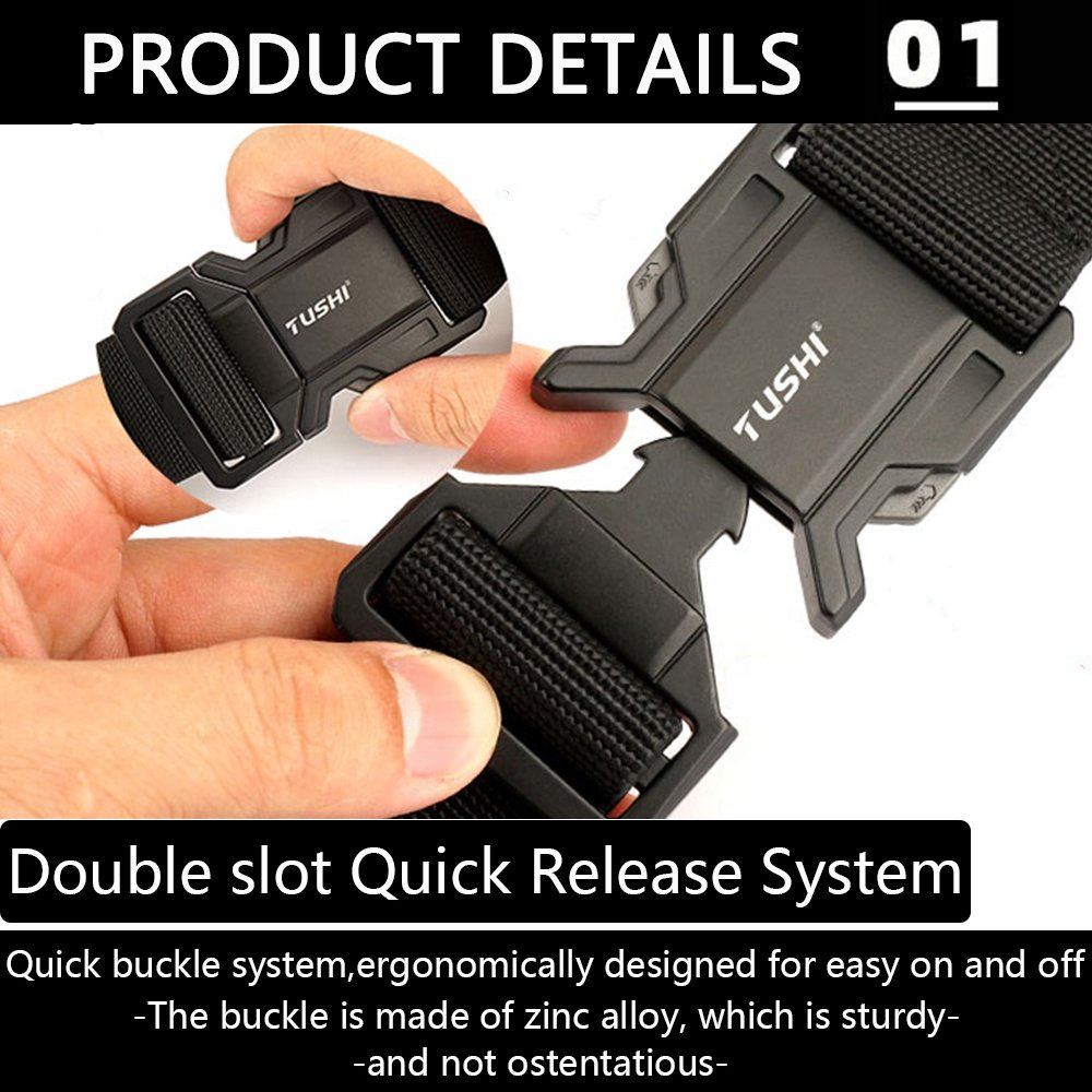 TUSHI Zinc Alloy Metal Automatic Buckle Tactical Waist Belt Environmentally Friendly Nylon Outdoor Leisure Shoulder Strap