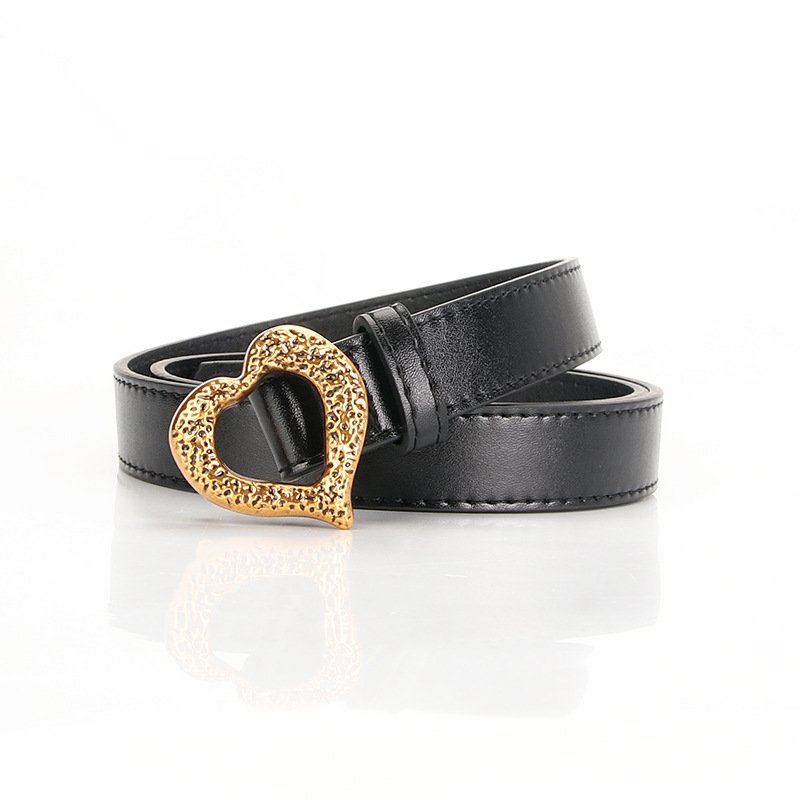 Fashion All Match Metal Heart Buckle Ladies Belt Decorative Clothes Jeans New All-match Belts