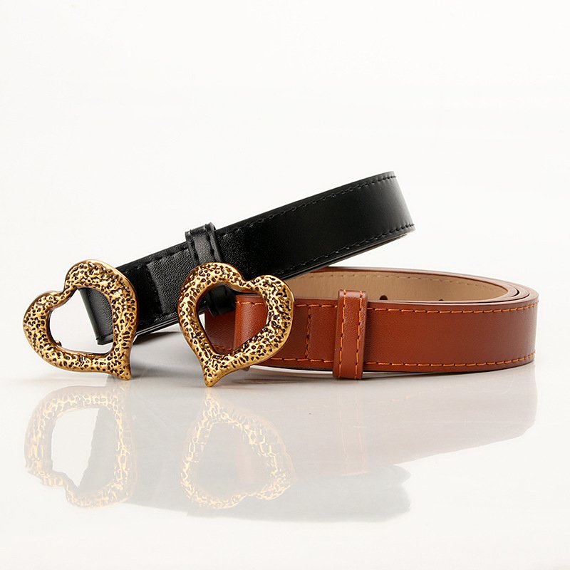 Fashion All Match Metal Heart Buckle Ladies Belt Decorative Clothes Jeans New All-match Belts