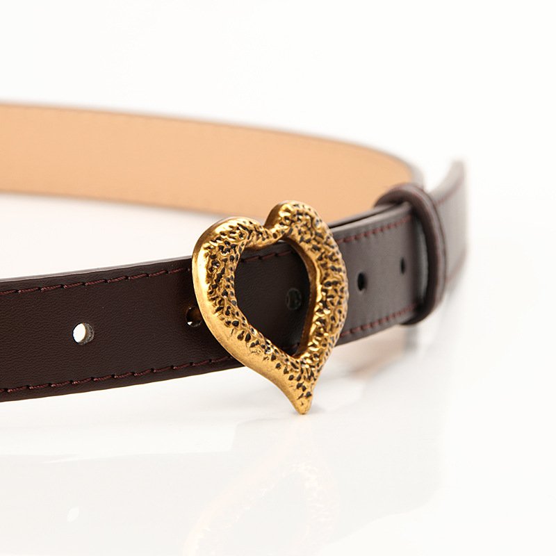 Fashion All Match Metal Heart Buckle Ladies Belt Decorative Clothes Jeans New All-match Belts