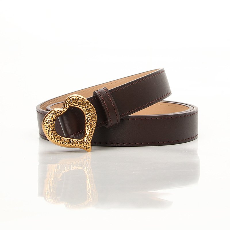 Fashion All Match Metal Heart Buckle Ladies Belt Decorative Clothes Jeans New All-match Belts