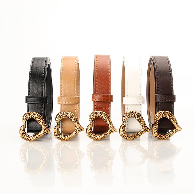 Fashion All Match Metal Heart Buckle Ladies Belt Decorative Clothes Jeans New All-match Belts