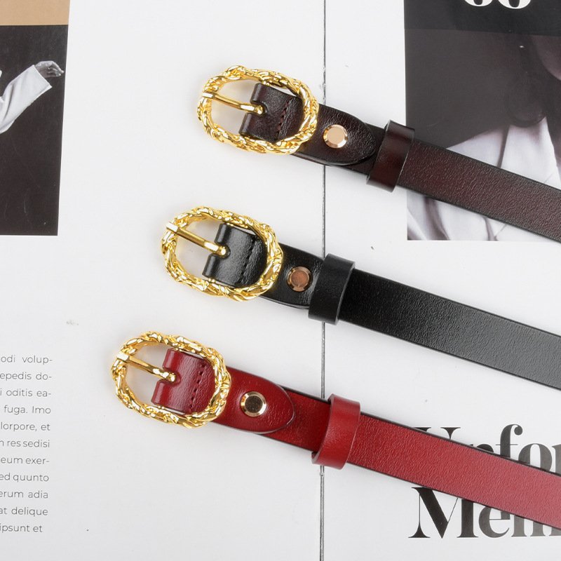 Hot Sale Ins Custom Multi Color Thin Leather Belt Clothing Accessories Simple Woman Pin Buckle Belt For Lady