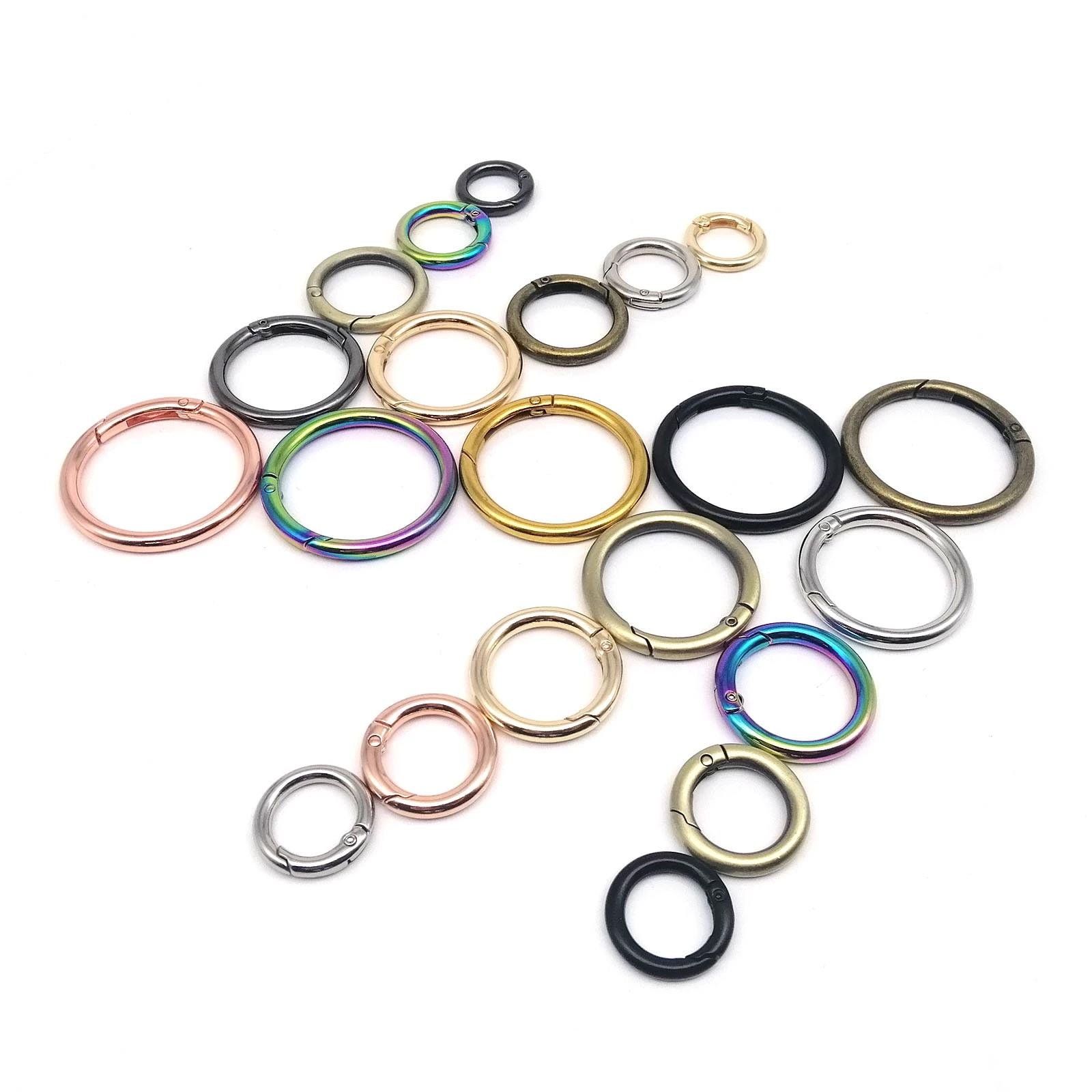 Factory Custom Logo Zinc Alloy Gold Metal Spring Open Gate Ring O Ring All Size Available Carabiner Buckle For Handbag Hardware