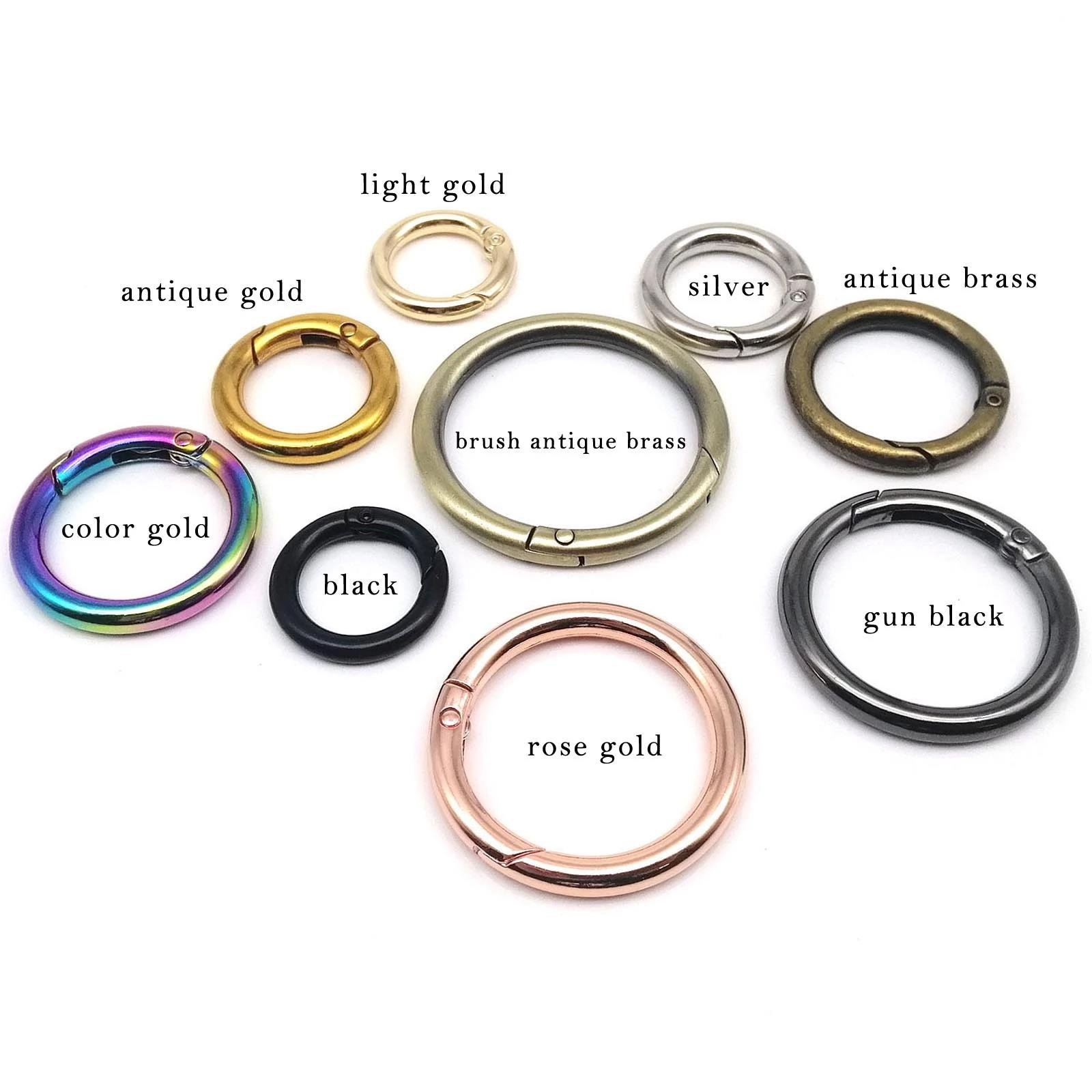 Factory Custom Logo Zinc Alloy Gold Metal Spring Open Gate Ring O Ring All Size Available Carabiner Buckle For Handbag Hardware