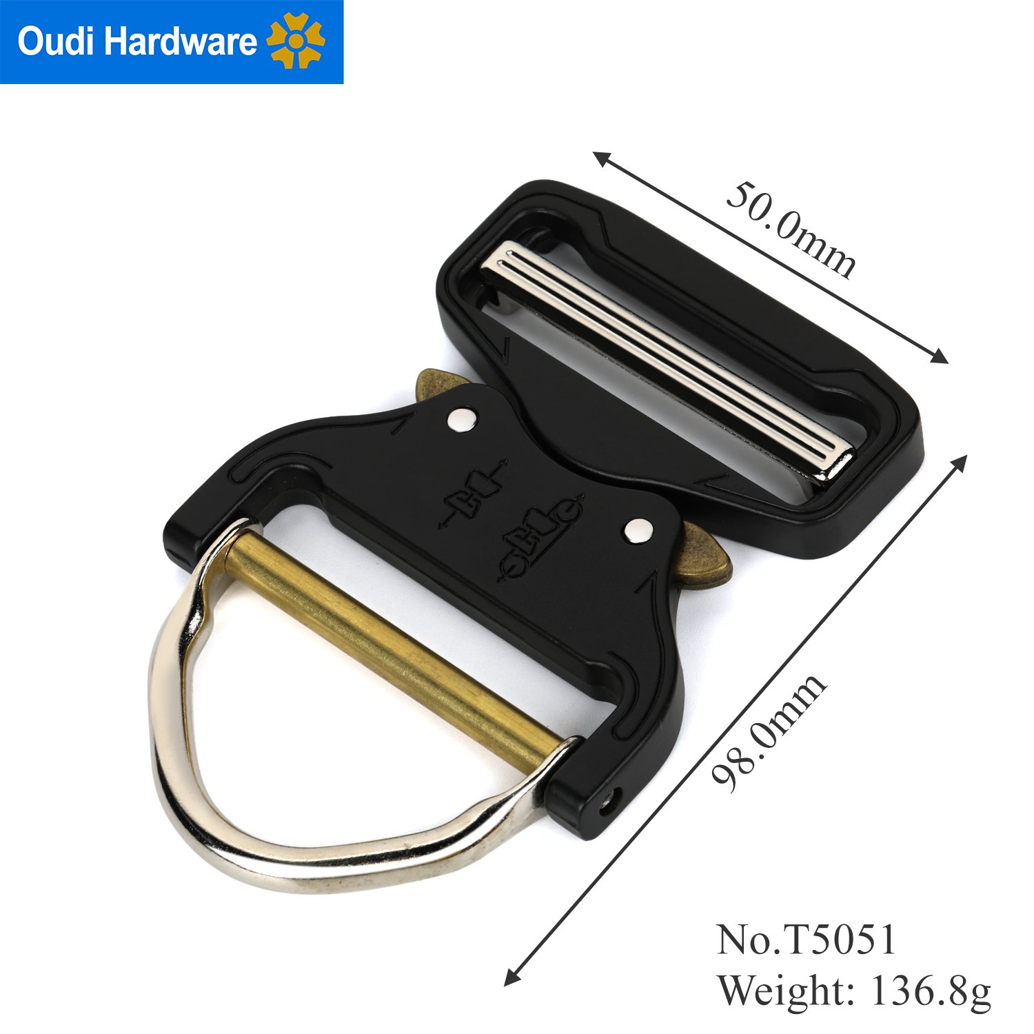 44mm Tactical Heavy Duty Nylon Belt Buckle Quick Release Metal Buckle Fit For 1.75" Strap