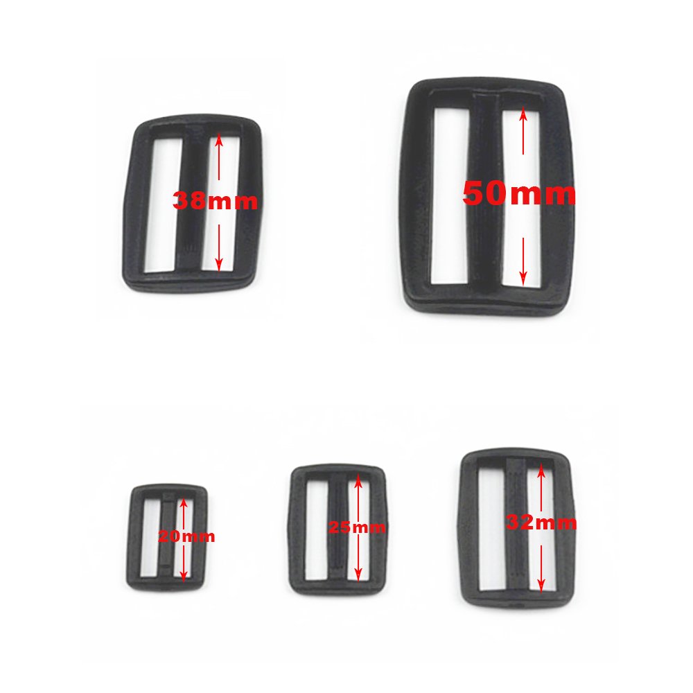 20mm-50mmPlastic Black Webbing Adjustment buckle Curve Slider Tri-Glide Adjust Buckles Camping Sport Backpack Straps Accessories