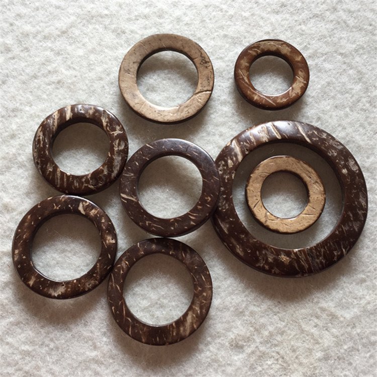 SR001 China Supplier Belt Buckles Hat Necklace Earring Accessories Coconut Shell Round Wooden Rings