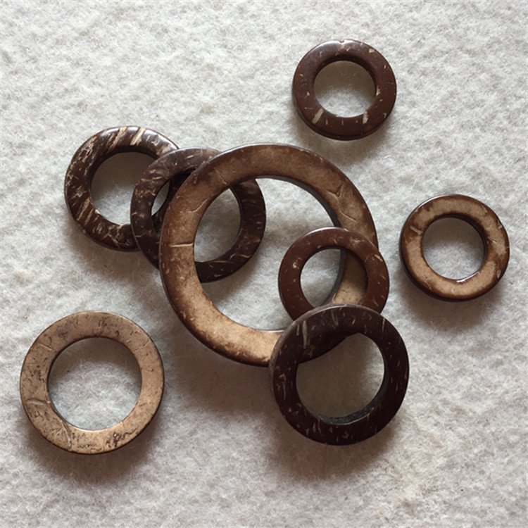 SR001 China Supplier Belt Buckles Hat Necklace Earring Accessories Coconut Shell Round Wooden Rings