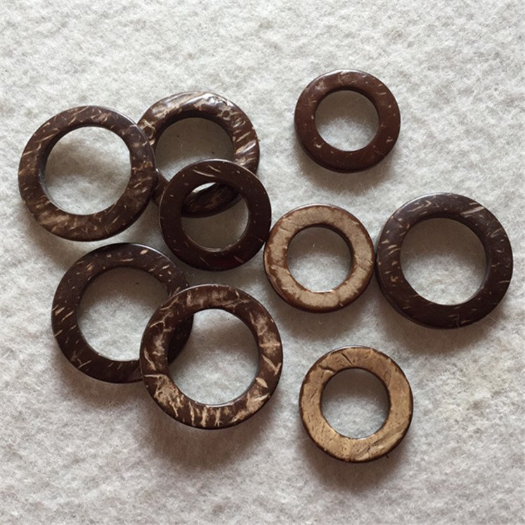 SR001 China Supplier Belt Buckles Hat Necklace Earring Accessories Coconut Shell Round Wooden Rings