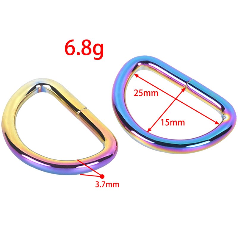 Ivoduff Various Size Iridescent rainbow Metal Handbag Opening D-Ring In Iridescent Rainbow Purse D Rings Wholesale