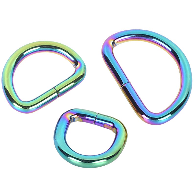 Ivoduff Various Size Iridescent rainbow Metal Handbag Opening D-Ring In Iridescent Rainbow Purse D Rings Wholesale