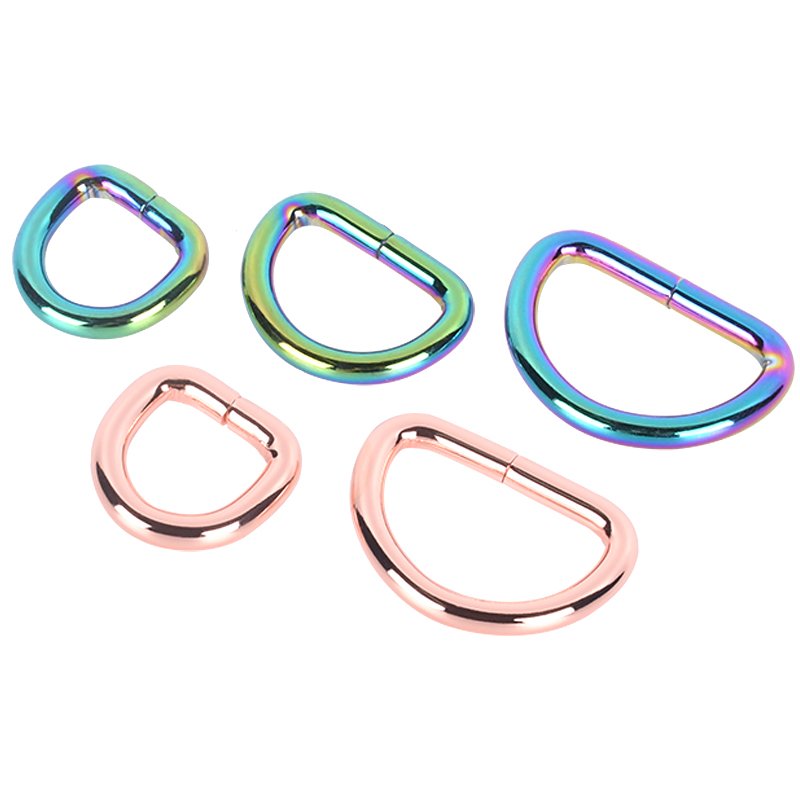 Ivoduff Various Size Iridescent rainbow Metal Handbag Opening D-Ring In Iridescent Rainbow Purse D Rings Wholesale