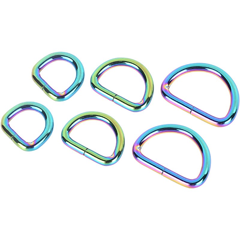Ivoduff Various Size Iridescent rainbow Metal Handbag Opening D-Ring In Iridescent Rainbow Purse D Rings Wholesale
