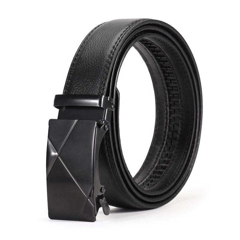 Customized LOGO Men's belt automatic iron rachet buckle pvc synthetic soft belt cheap pants dress belt for jeans LXS-IAPP008