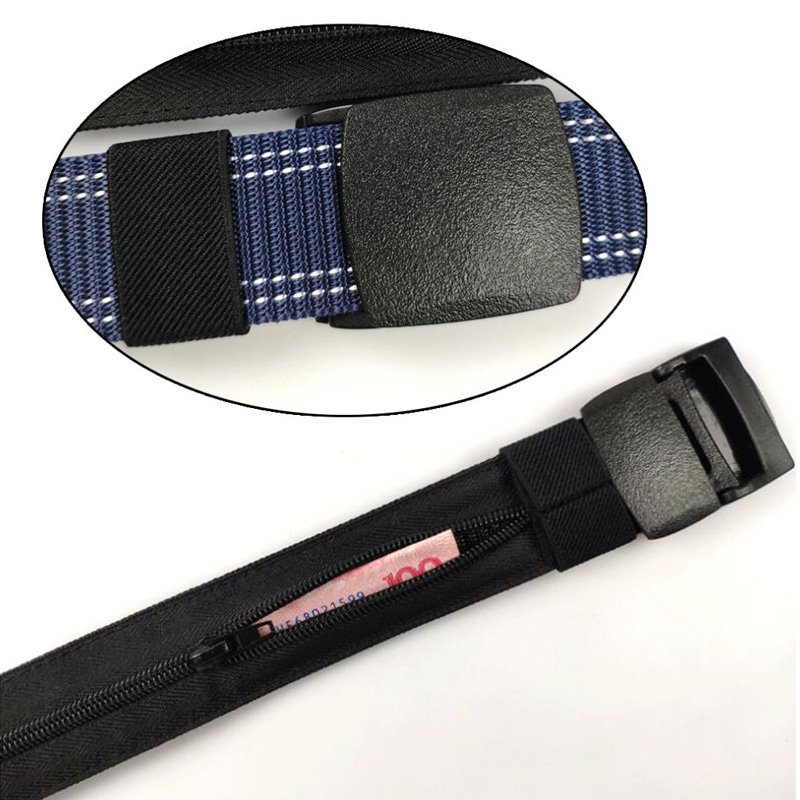 Travel Anti-theft Belt plastic Buckle hidden Zipper money Belt bag men and women wallet Belt Bag