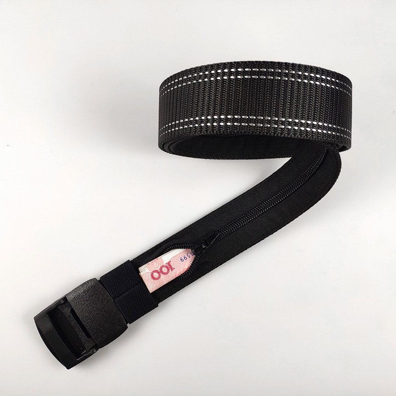 Travel Anti-theft Belt plastic Buckle hidden Zipper money Belt bag men and women wallet Belt Bag
