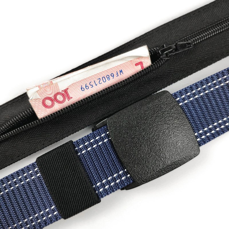 Travel Anti-theft Belt plastic Buckle hidden Zipper money Belt bag men and women wallet Belt Bag