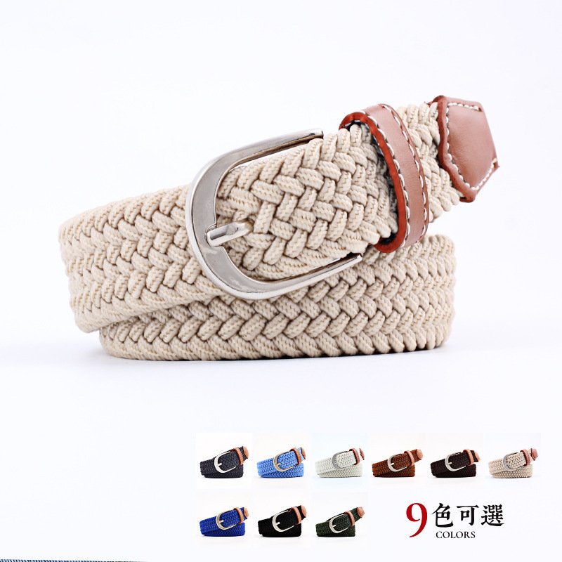 Extended version New elastic woven thin belt ladies' pin buckle canvas belt All-matching jeans student female